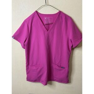 FIGS Casma Scrub Top Technical Collection Pink V-Neck 2-Pocket Small 1000213
